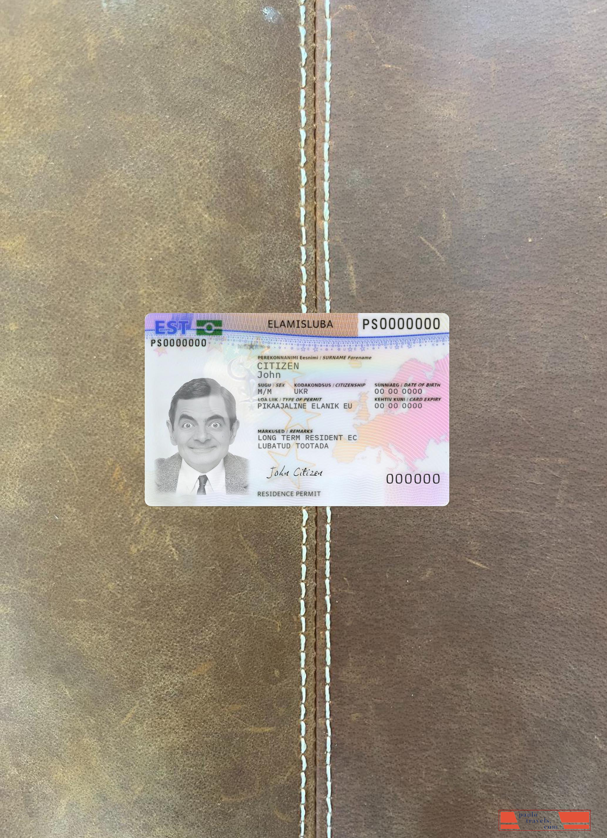 Estonia residence permit card photolook front PSD template